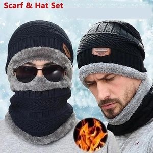 Winter Beanie Hat Scarf Set Fleece Warm Balaclava Snow Ski Cap Men Women Unisex